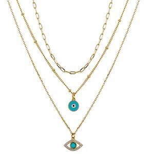 NEW-Unwritten Gold Evil Eye Layered Necklace